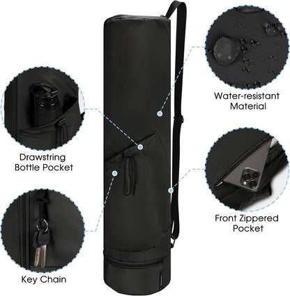 Yoga Mat Carrier Bag for Women, Full-Zip Pilates Bag with Pockets