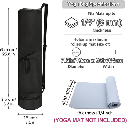 Yoga Mat Carrier Bag for Women, Full-Zip Pilates Bag with Pockets