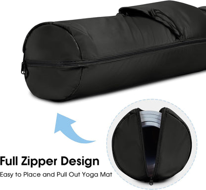 Yoga Mat Carrier Bag for Women, Full-Zip Pilates Bag with Pockets