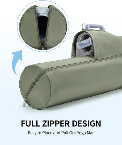 Yoga Mat Carrier Bag for Women, Full-Zip Pilates Bag with Pockets