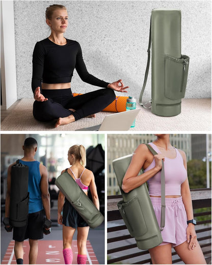 Yoga Mat Carrier Bag for Women, Full-Zip Pilates Bag with Pockets