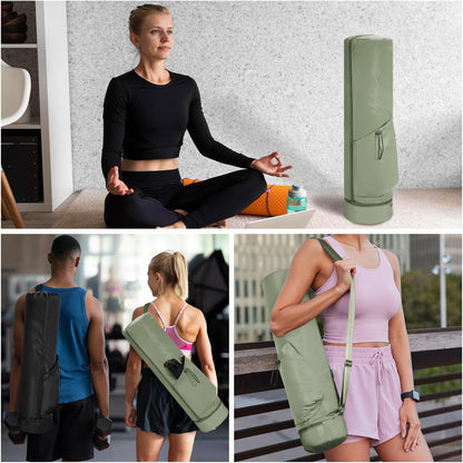 Yoga Mat Carrier Bag for Women, Full-Zip Pilates Bag with Pockets