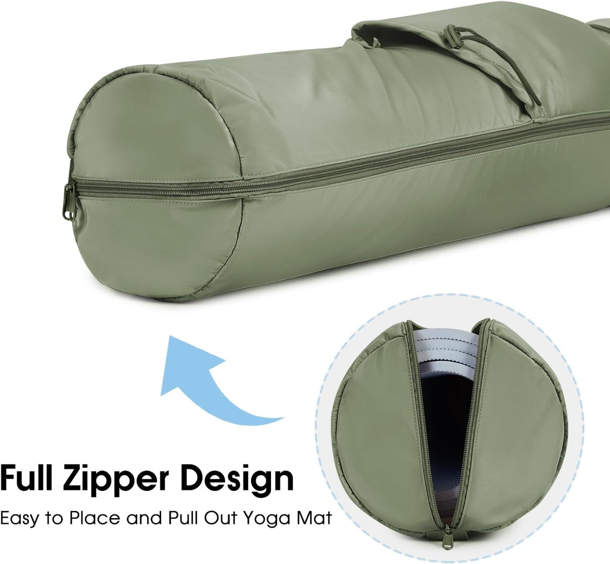 Yoga Mat Carrier Bag for Women, Full-Zip Pilates Bag with Pockets