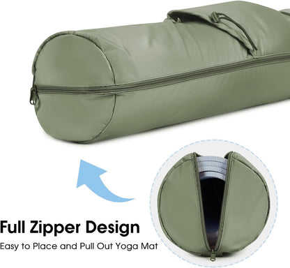 Yoga Mat Carrier Bag for Women, Full-Zip Pilates Bag with Pockets