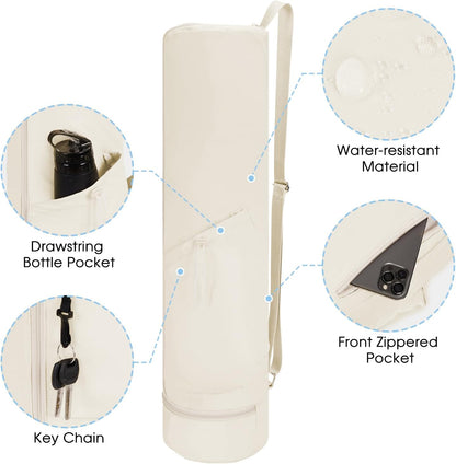 Yoga Mat Carrier Bag for Women, Full-Zip Pilates Bag with Pockets