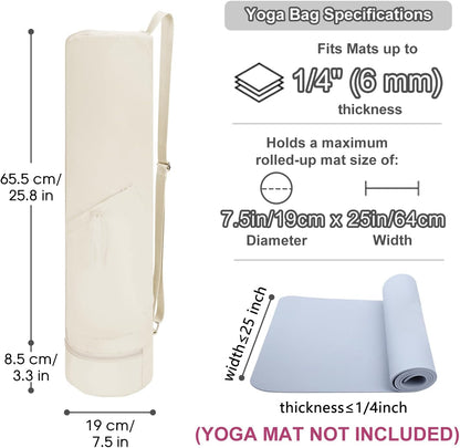 Yoga Mat Carrier Bag for Women, Full-Zip Pilates Bag with Pockets