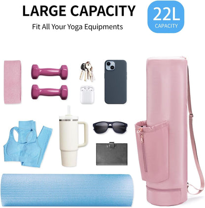 Yoga Mat Carrier Bag for Women, Full-Zip Pilates Bag with Pockets