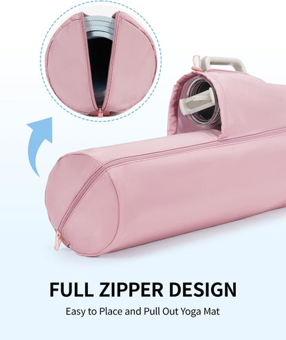 Yoga Mat Carrier Bag for Women, Full-Zip Pilates Bag with Pockets