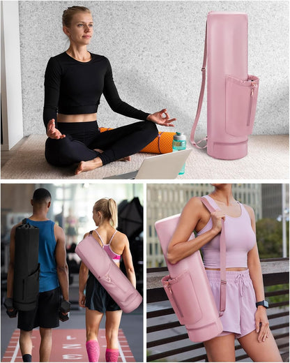 Yoga Mat Carrier Bag for Women, Full-Zip Pilates Bag with Pockets