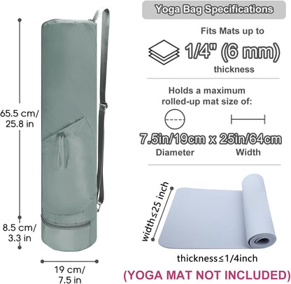 Yoga Mat Carrier Bag for Women, Full-Zip Pilates Bag with Pockets