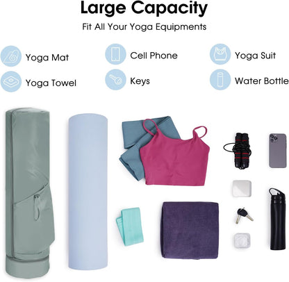 Yoga Mat Carrier Bag for Women, Full-Zip Pilates Bag with Pockets