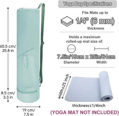 Yoga Mat Carrier Bag for Women, Full-Zip Pilates Bag with Pockets