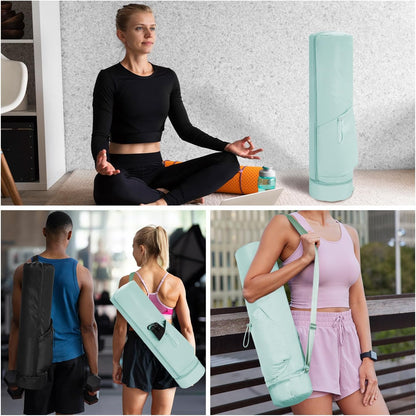 Yoga Mat Carrier Bag for Women, Full-Zip Pilates Bag with Pockets