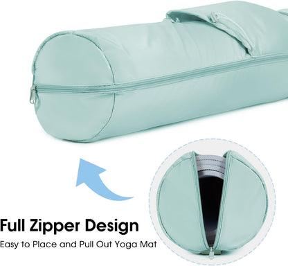 Yoga Mat Carrier Bag for Women, Full-Zip Pilates Bag with Pockets