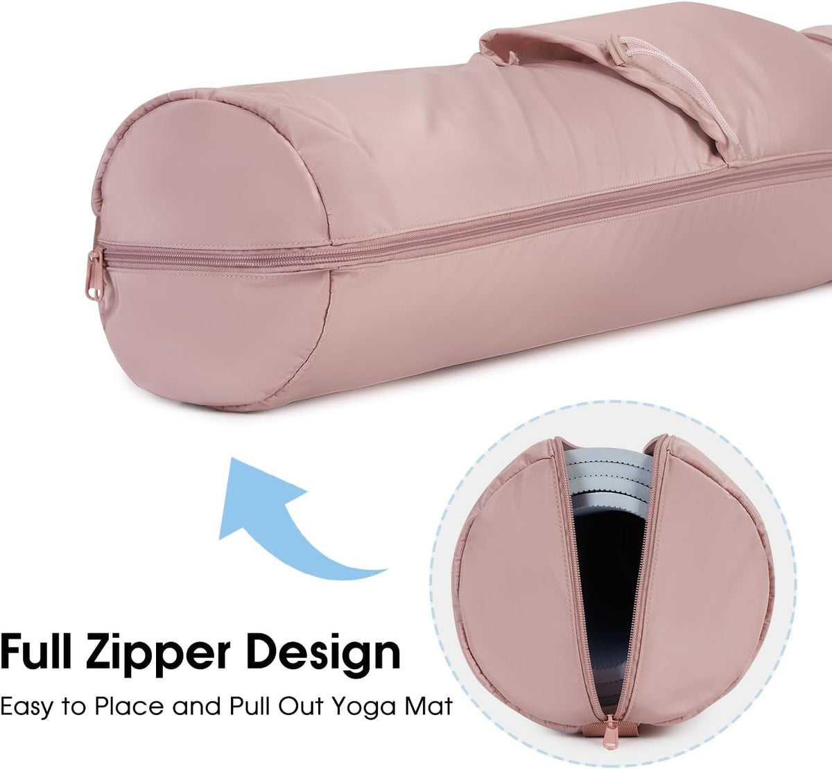 Yoga Mat Carrier Bag for Women, Full-Zip Pilates Bag with Pockets