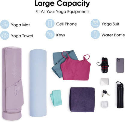 Yoga Mat Carrier Bag for Women, Full-Zip Pilates Bag with Pockets