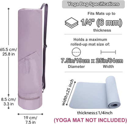 Yoga Mat Carrier Bag for Women, Full-Zip Pilates Bag with Pockets