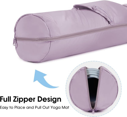 Yoga Mat Carrier Bag for Women, Full-Zip Pilates Bag with Pockets