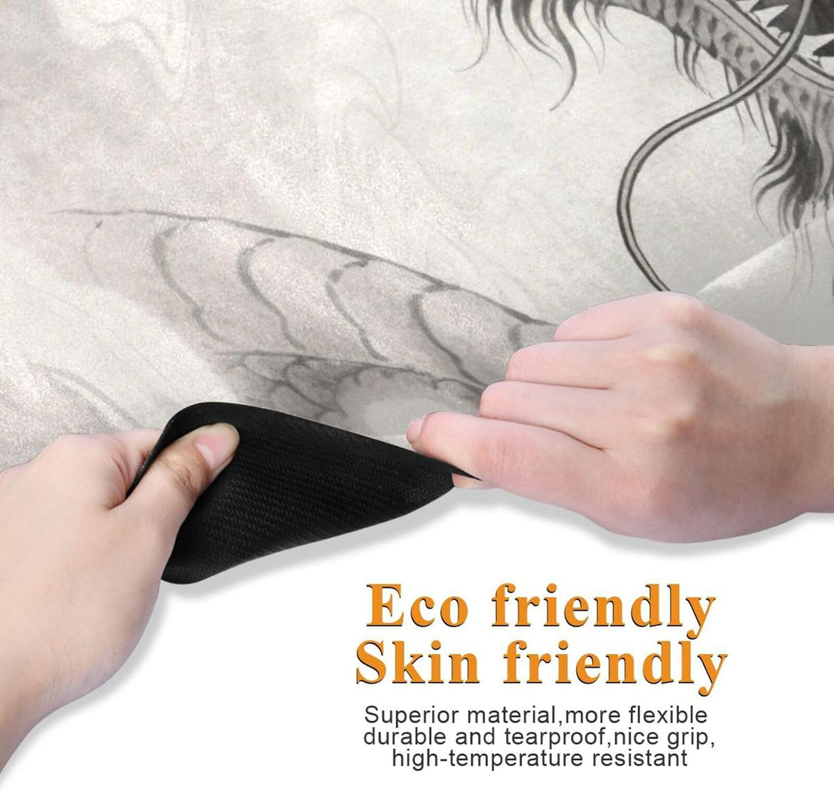 Grey Dragon hot yoga mat for men printed, non slip, non slip yoga towel with bag tapete para ejercicio 71x26 inches